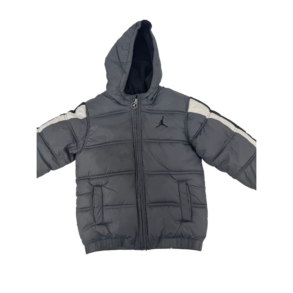 Jordan Puffer Jacket Kids 4T Gray Hooded Full Zip Jumpman Coat 1673-176-4T